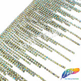 4 1/2" Variegated Crystal Rhinestone Cupchain Fringe, RF-038