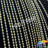 10" Lime Green AB/Gold Rhinestone Cupchain Fringe (Sold By Yard Piece), RF-052