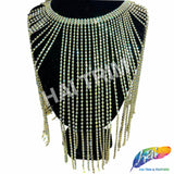 10" Lime Green AB/Gold Rhinestone Cupchain Fringe (Sold By Yard Piece), RF-052