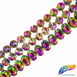 2 1/2" Multicolor/Peacock Chained Jewel Rhinestone Fringe, RF-109 (sold by yard piece)