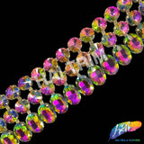 2 1/2" Multicolor/Peacock Chained Jewel Rhinestone Fringe, RF-109 (sold by yard piece)