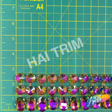2 1/2" Multicolor/Peacock Chained Jewel Rhinestone Fringe, RF-109 (sold by yard piece)
