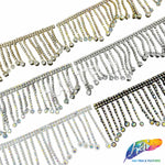 2 1/2" Wavy Variegated Plastic Rhinestone Fringe, RF-150