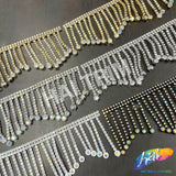 2 1/2" Wavy Variegated Plastic Rhinestone Fringe, RF-150