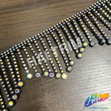 2 1/2" Wavy Variegated Plastic Rhinestone Fringe, RF-150