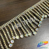 2 1/2" Wavy Variegated Plastic Rhinestone Fringe, RF-150