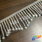 2 1/2" Wavy Variegated Plastic Rhinestone Fringe, RF-150