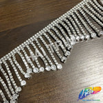 2 1/2" Wavy Variegated Plastic Rhinestone Fringe, RF-150