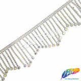 2 1/2" Wavy Variegated Plastic Rhinestone Fringe, RF-150