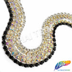 1/4" 3-Stone Crystal Rhinestone Cupchain Trim, RT-003