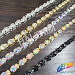 1/4" 3-Stone Crystal Rhinestone Cupchain Trim, RT-003