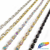 1/4" 3-Stone Crystal Rhinestone Cupchain Trim, RT-003