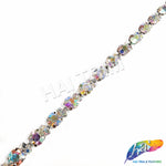 1/4" 3-Stone Crystal Rhinestone Cupchain Trim, RT-003