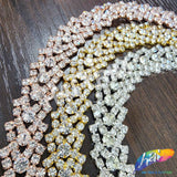 3/4" Chained V-shape Crystal Rhinestone Trim, RT-012