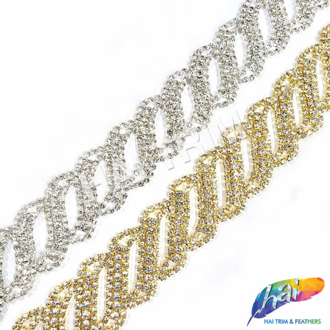 1" Swirl Crystal Rhinestone Trim, RT-016