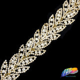 1 1/4" Crystal Leaf Rhinestone Trim, RT-083