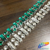 7/8" Glass Jewel Rectangle/Round Rhinestone Trim, RT-141