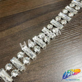7/8" Glass Jewel Rectangle/Round Rhinestone Trim, RT-141