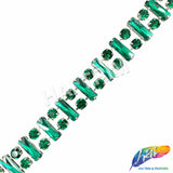 7/8" Glass Jewel Rectangle/Round Rhinestone Trim, RT-141