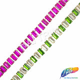 3/8" Colored Glass Baguette Rhinestone Fringe Trim, RT-143-1