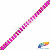3/8" Colored Glass Baguette Rhinestone Fringe Trim, RT-143-1