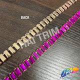 3/8" Colored Glass Baguette Rhinestone Fringe Trim, RT-143-1