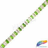 3/8" Colored Glass Baguette Rhinestone Fringe Trim, RT-143-1