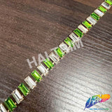 3/8" Colored Glass Baguette Rhinestone Fringe Trim, RT-143-1