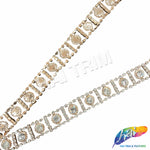 SALE! 1/2" Light Gold/Crystal Round Diamante Rhinestone Trim, RT-146