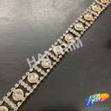 SALE! 1/2" Light Gold/Crystal Round Diamante Rhinestone Trim, RT-146