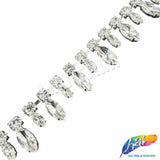 3/4" Crystal/Silver Dangling Glass Cateye Rhinestone Trim, RT-171