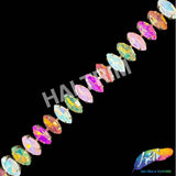 9/16" Multicolored Chained Glass Cateye Rhinestone Trim, RT-183