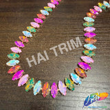 9/16" Multicolored Chained Glass Cateye Rhinestone Trim, RT-183