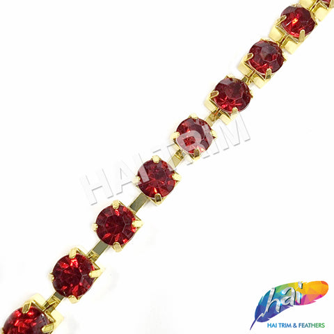 10mm (3/8") Red Acrylic Diamante Cupchain Trim, CST-001