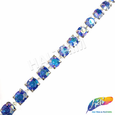 10mm (3/8") Royal Blue AB Acrylic Diamante Cupchain Trim, CST-001