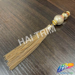 5 3/4" Gold Beaded Rhinestone Chain Tassel (sold per piece), TSL-07