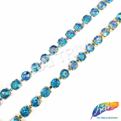 10mm (3/8") Turquoise AB Acrylic Diamante Cupchain Trim, CST-001