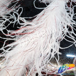 2-ply White Ostrich Boa with Red Metallic Lurex (2 yards)