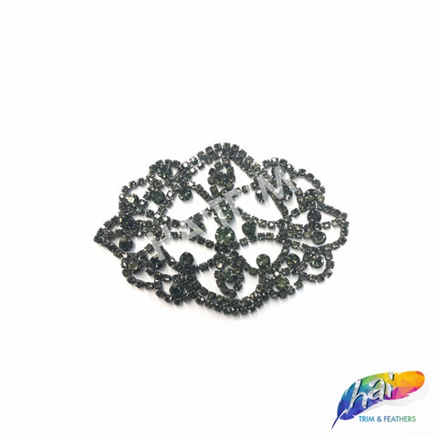 Silver/Crystal Rhinestone Motif Applique  on Metal Setting, YH-001