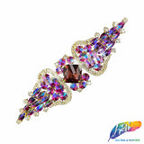 SALE! Burgundy/Fuchsia AB Fancy Wing Rhinestone Motif Applique, YH-081