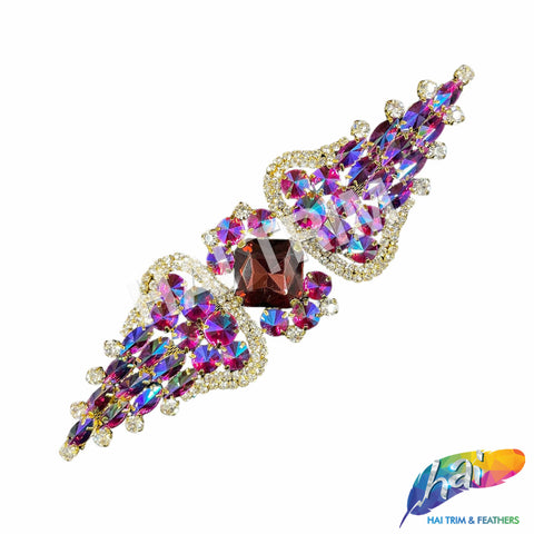 SALE! Burgundy/Fuchsia AB Fancy Wing Rhinestone Motif Applique, YH-081