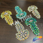 SALE! Fancy Colored Rhinestone Applique on Metal Setting, YH-082