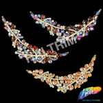 SALE! Leaf Branch Fancy Rhinestone Applique on Metal Setting, YH-086