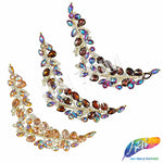 SALE! Leaf Branch Fancy Rhinestone Applique on Metal Setting, YH-086