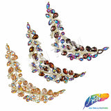 SALE! Leaf Branch Fancy Rhinestone Applique on Metal Setting, YH-086