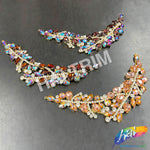 SALE! Leaf Branch Fancy Rhinestone Applique on Metal Setting, YH-086