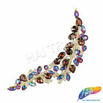 SALE! Leaf Branch Fancy Rhinestone Applique on Metal Setting, YH-086