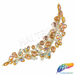 SALE! Leaf Branch Fancy Rhinestone Applique on Metal Setting, YH-086