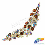 SALE! Leaf Branch Fancy Rhinestone Applique on Metal Setting, YH-086