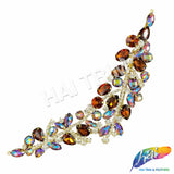 SALE! Leaf Branch Fancy Rhinestone Applique on Metal Setting, YH-086